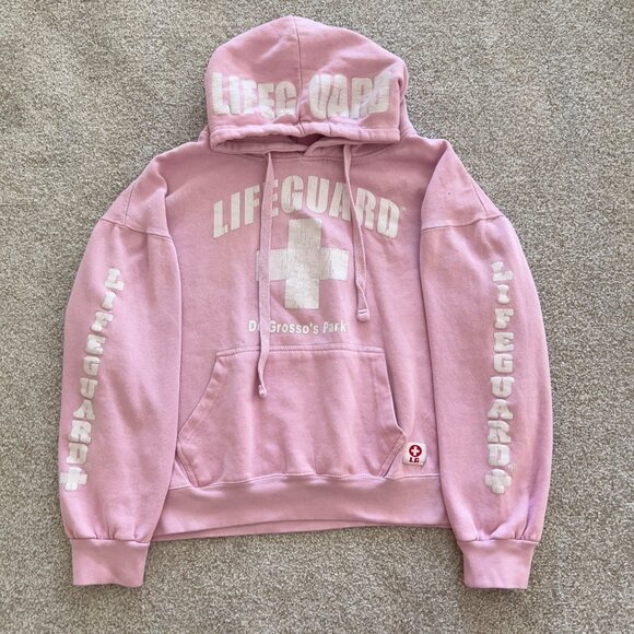 Lifeguard Jackets & Blazers - Baby Pink Vintage Officially Licensed Lifeguard Print Thick Hoodie XL